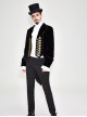 Gothic Style Simple Hand Embroidered Front Disc Flower Decoration Black And Gold Long-Sleeved Lapel Coat