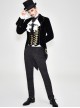 Gothic Style Simple Hand Embroidered Front Disc Flower Decoration Black And Gold Long-Sleeved Lapel Coat