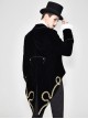 Gothic Style Simple Hand Embroidered Front Disc Flower Decoration Black And Gold Long-Sleeved Lapel Coat