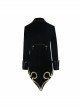 Gothic Style Simple Hand Embroidered Front Disc Flower Decoration Black And Gold Long-Sleeved Lapel Coat