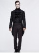 Gothic Style Exquisite Thick Jacquard Fabric Asymmetric Black Slit Long Sleeve Coat