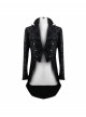 Gothic Style Exquisite Thick Jacquard Fabric Asymmetric Black Slit Long Sleeve Coat