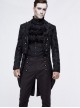 Gothic Style Exquisite Thick Jacquard Fabric Asymmetric Black Slit Long Sleeve Coat