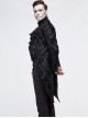 Gothic Style Exquisite Thick Jacquard Fabric Asymmetric Black Slit Long Sleeve Coat