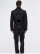 Gothic Style Exquisite Thick Jacquard Fabric Asymmetric Black Slit Long Sleeve Coat
