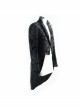 Gothic Style Exquisite Thick Jacquard Fabric Asymmetric Black Slit Long Sleeve Coat