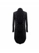 Gothic Style Exquisite Thick Jacquard Fabric Asymmetric Black Slit Long Sleeve Coat