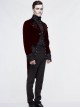 Gothic Style Elegant Lapel Weft Velvet Patchwork Jacquard Fabric Metal Rivet Embroidery Decoration Black And Red Swallowtail Long Sleeve Jacket
