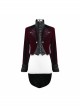 Gothic Style Elegant Lapel Weft Velvet Patchwork Jacquard Fabric Metal Rivet Embroidery Decoration Black And Red Swallowtail Long Sleeve Jacket