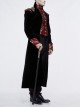 Gothic Style Gentleman Gorgeous Wool Jacquard Faded Button Shoulder Embroidery Decoration Black And Red Long Coat