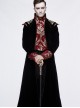 Gothic Style Gentleman Gorgeous Wool Jacquard Faded Button Shoulder Embroidery Decoration Black And Red Long Coat