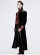 Gothic Style Gentleman Gorgeous Wool Jacquard Faded Button Shoulder Embroidery Decoration Black And Red Long Coat