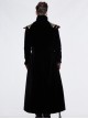 Gothic Style Gentleman Gorgeous Wool Jacquard Faded Button Shoulder Embroidery Decoration Black And Red Long Coat