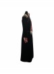 Gothic Style Gentleman Gorgeous Wool Jacquard Faded Button Shoulder Embroidery Decoration Black And Red Long Coat