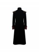 Gothic Style Gentleman Gorgeous Wool Jacquard Faded Button Shoulder Embroidery Decoration Black And Red Long Coat