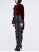 Gothic Style Exquisite Weft Velvet Splicing Jacquard Fabric Front Chest Lapel Embroidery Metal Rivet Decoration Red Pleated Swallowtail Long Sleeve Coat