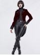 Gothic Style Exquisite Weft Velvet Splicing Jacquard Fabric Front Chest Lapel Embroidery Metal Rivet Decoration Red Pleated Swallowtail Long Sleeve Coat