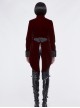 Gothic Style Exquisite Weft Velvet Splicing Jacquard Fabric Front Chest Lapel Embroidery Metal Rivet Decoration Red Pleated Swallowtail Long Sleeve Coat