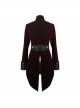 Gothic Style Exquisite Weft Velvet Splicing Jacquard Fabric Front Chest Lapel Embroidery Metal Rivet Decoration Red Pleated Swallowtail Long Sleeve Coat