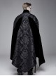 Gothic Style Gorgeous Printed Fabric Detachable Metal Cross Chain Decoration In The Middle Of The Front Black Men's Cloak