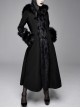 Gothic Style Simple Double Sided Warm Wool Front Center Detachable Wool Strip Sleeve Ring Black Large Fur Collar Long Sleeve Coat