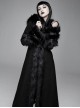 Gothic Style Simple Double Sided Warm Wool Front Center Detachable Wool Strip Sleeve Ring Black Large Fur Collar Long Sleeve Coat