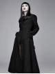 Gothic Style Simple Double Sided Warm Wool Front Center Detachable Wool Strip Sleeve Ring Black Large Fur Collar Long Sleeve Coat