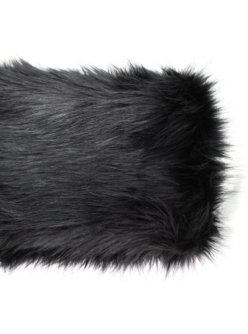 Gothic Style Simple Double Sided Warm Wool Front Center Detachable Wool Strip Sleeve Ring Black Large Fur Collar Long Sleeve Coat