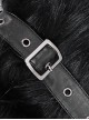 Gothic Style Simple Double Sided Warm Wool Front Center Detachable Wool Strip Sleeve Ring Black Large Fur Collar Long Sleeve Coat