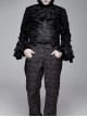 Gothic Style Palace Pattern Flocking Printed Fabric Chest Lace Ruffles Retro High Collar Black Trumpet Sleeve Jacquard Coat