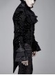 Gothic Style Palace Pattern Flocking Printed Fabric Chest Lace Ruffles Retro High Collar Black Trumpet Sleeve Jacquard Coat