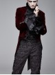 Gothic Style Palace Pattern Flocking Printed Fabric Chest Lace Ruffles Retro High Collar Wine Red Trumpet Sleeve Jacquard Coat