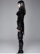 Gothic Style Palace Flocking Print Splicing Velvet Front Chest Lace Ruffles Black Retro High Collar Trumpet Sleeve Coat