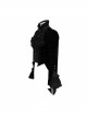 Gothic Style Palace Flocking Print Splicing Velvet Front Chest Lace Ruffles Black Retro High Collar Trumpet Sleeve Coat