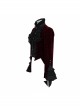 Gothic Style Palace Flocking Print Splicing Velvet Front Chest Lace Ruffles Wine Red Retro High Collar Trumpet Sleeve Coat