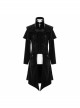 Gothic Style Exquisite Simple Velvet Printed Fabric Waist Hand Embroidery With Cross Rivets Black Long Sleeved Stand Collar Coat