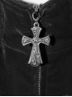 Gothic Style Exquisite Simple Velvet Printed Fabric Waist Hand Embroidery With Cross Rivets Black Long Sleeved Stand Collar Coat