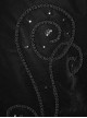Gothic Style Exquisite Simple Velvet Printed Fabric Waist Hand Embroidery With Cross Rivets Black Long Sleeved Stand Collar Coat