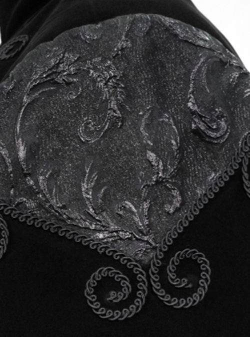 Gothic Retro Velvet Stitching Jacquard Chest Handmade Three Dimensional Embroidery Black Retro Fake Two Piece Coat