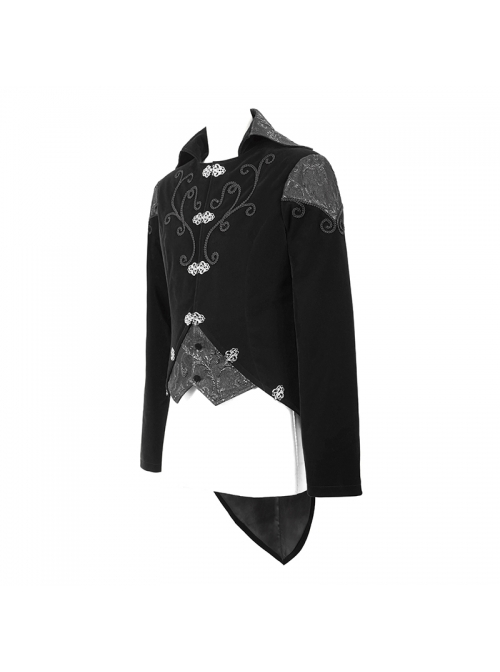Gothic Retro Velvet Stitching Jacquard Chest Handmade Three Dimensional Embroidery Black Retro Fake Two Piece Coat