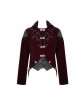 Gothic Retro Velvet Stitching Jacquard Chest Handmade Three Dimensional Embroidery Wine Red Retro Fake Two Piece Coat