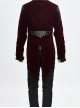 Gothic Retro Velvet Stitching Jacquard Chest Handmade Three Dimensional Embroidery Wine Red Retro Fake Two Piece Coat