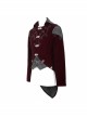 Gothic Retro Velvet Stitching Jacquard Chest Handmade Three Dimensional Embroidery Wine Red Retro Fake Two Piece Coat