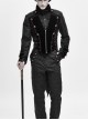Gothic Retro Jacquard Woven Splicing Velvet Fabric Front Center Tie Metal Button Decoration Black Swallowtail Coat