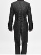 Gothic Retro Jacquard Woven Splicing Velvet Fabric Front Center Tie Metal Button Decoration Black Swallowtail Coat