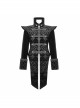 Gothic Style Exquisite Palace Print Splicing Velvet Fabric Side Slits Retro Ribbon Black Stand Collar Coat