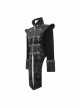 Gothic Style Exquisite Palace Print Splicing Velvet Fabric Side Slits Retro Ribbon Black Stand Collar Coat