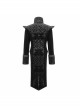 Gothic Style Exquisite Palace Print Splicing Velvet Fabric Side Slits Retro Ribbon Black Stand Collar Coat