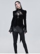 Gothic Style Exquisite Applique Hollow With Bat Wing Spiked Hem Black Vintage Long Sleeve Jacket