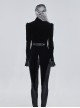Gothic Style Exquisite Applique Hollow With Bat Wing Spiked Hem Black Vintage Long Sleeve Jacket